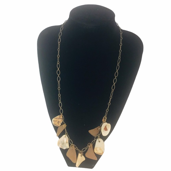 Vintage Shell & Sea Glass Chain Link Necklace 22” - Picture 2 of 7